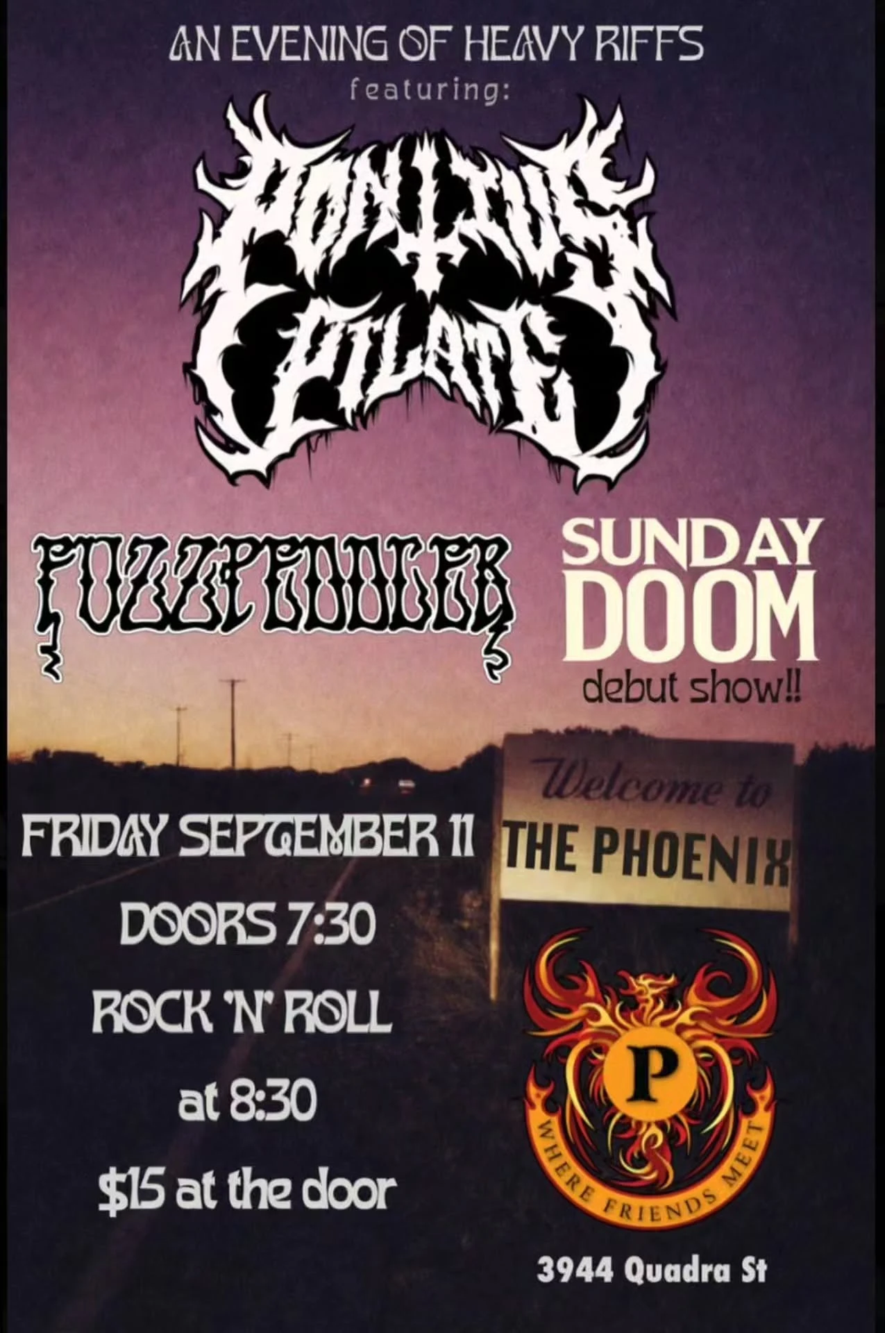 Pontius Pilate live at The Phoenix, September 11 2026